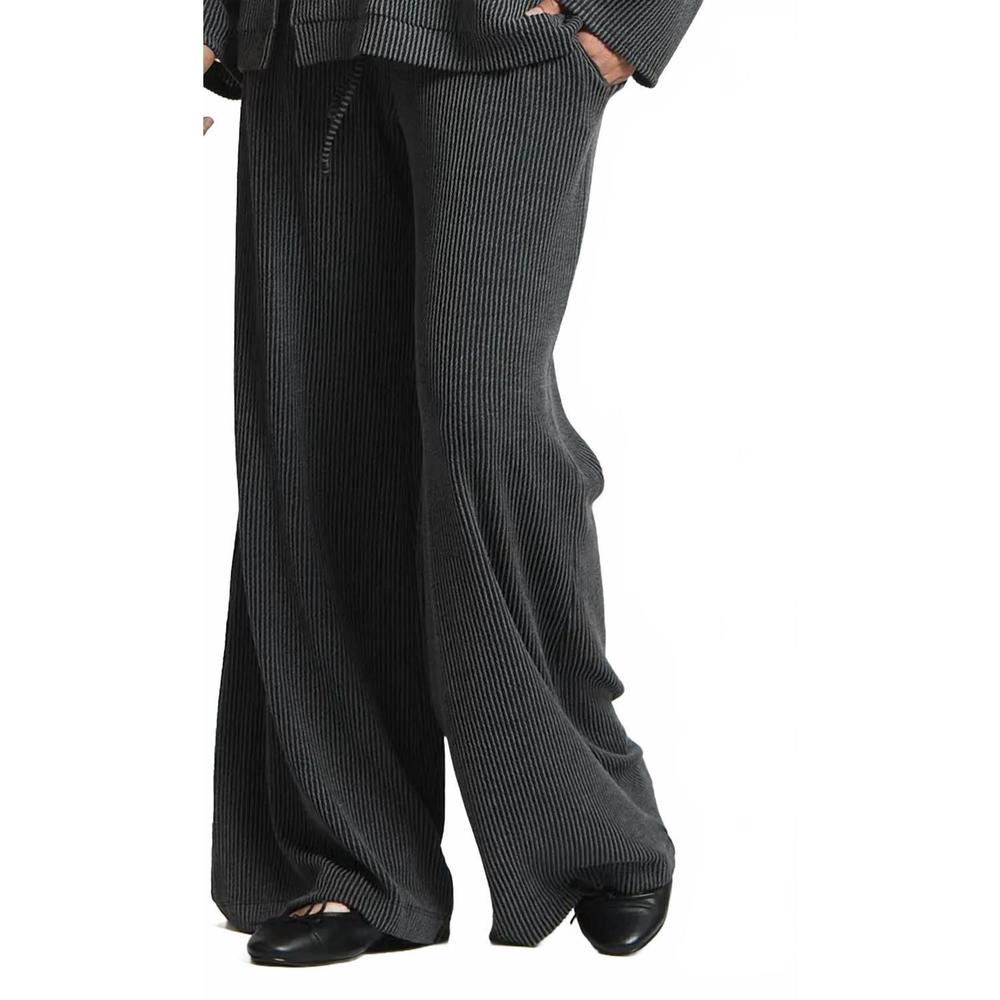NWT Dear Scarlett Ribbed Wide-Leg Knit Pants in Charcoal Gray - Picture 4 of 4